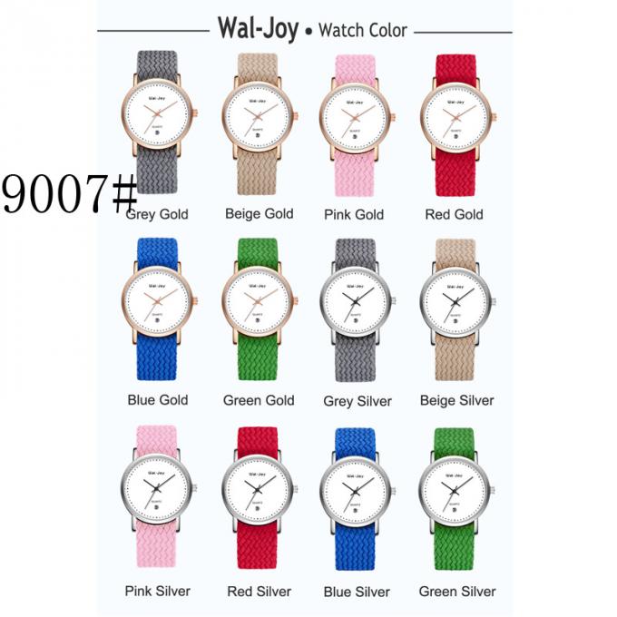 Reloj de moda rojo azul de las mujeres de la caja de reloj de la aleación de la garantía de calidad de la banda de la correa de cuero de la moda WJ-8427