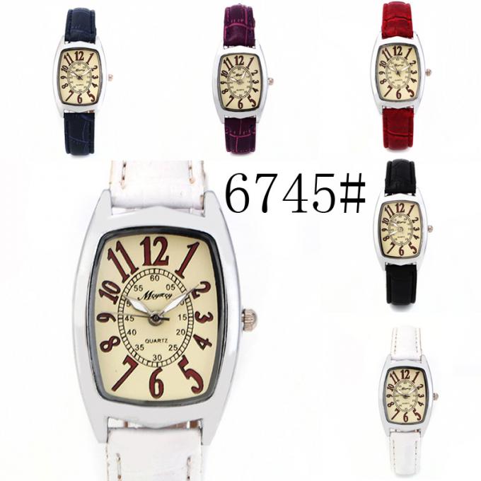 Reloj de la mano de la muñeca del cuero de la moda WJ-7782 para el regalo de las mujeres