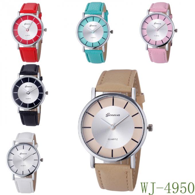 WJ-7431 el último estilo caliente de Alibaba de moda y lujoso con el estilo chino de muchos reloj femenino barato de la correa del color
