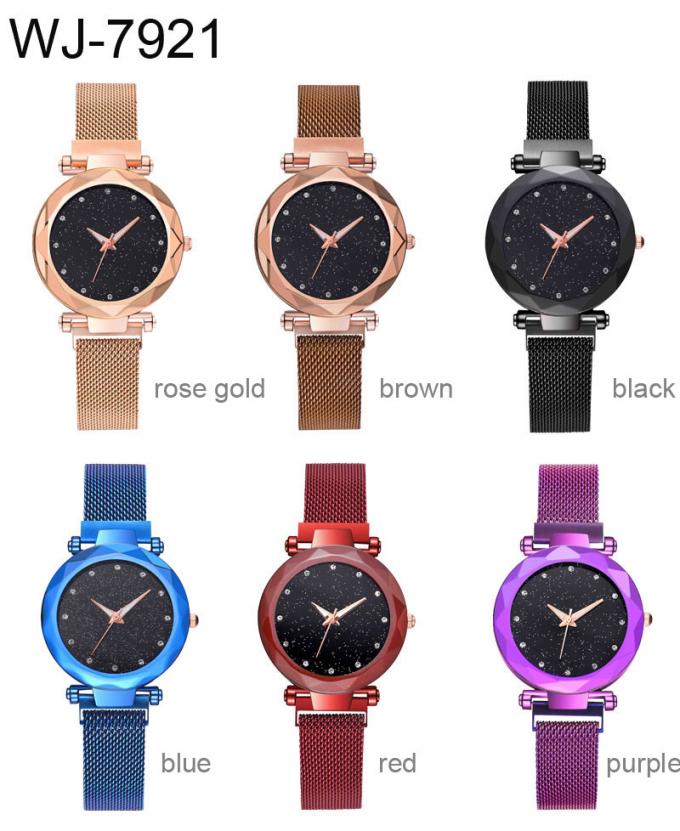 Reloj inoxidable magnético púrpura elegante de la banda de acero de la correa de reloj de la garantía de calidad de las mujeres de la moda WJ-8457
