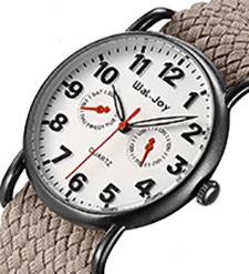 WJ9007 poseen a mujeres de lujo de marcado en caliente de los relojes reloj del OEM del nilón MOQ bajo aduana impermeable casual del logotipo del reloj del calendario