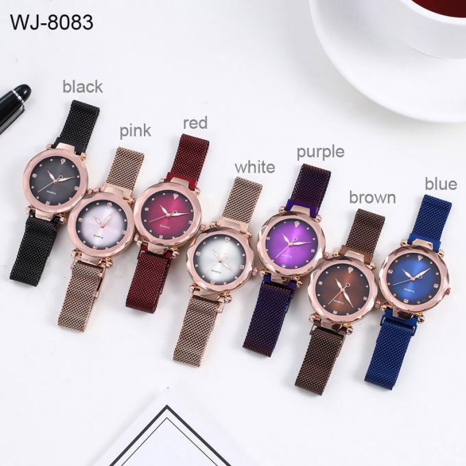 Reloj inoxidable magnético chino de la banda de acero de la correa de reloj de la buena calidad de las nuevas de moda WJ-8458 señoras del reloj