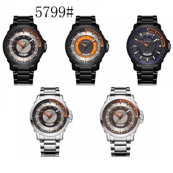 Prenda impermeable Watchwatches del acero inoxidable de los relojes de los hombres de Handwatches Japón Movt del cuarzo de la marca de la fecha de día de WJ-6308 Naviforce