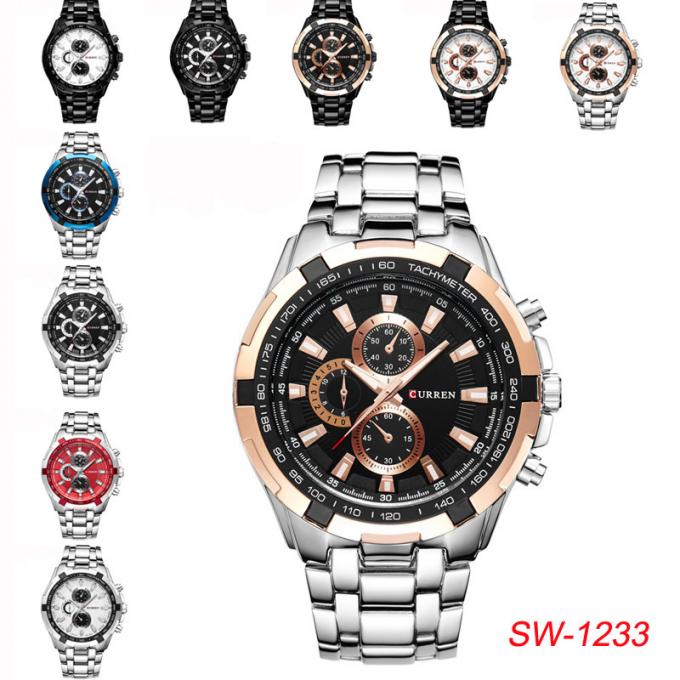 La prenda impermeable neta minimalista del reloj de la banda de Digitaces del reloj de los hombres de lujo redondos ultrafinos de WJ-7428 CURREN 8304 importó el reloj de la mecha