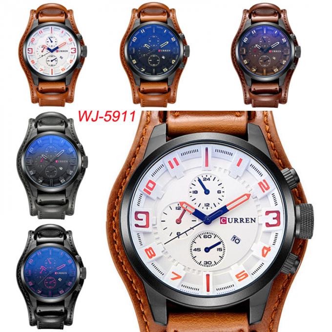 El reloj 2027 de los pequeños tres de Meedle de la fecha automática del reloj del cuarzo del acero inoxidable del caballero de WJ-7604 MEGIR hombres de la moda